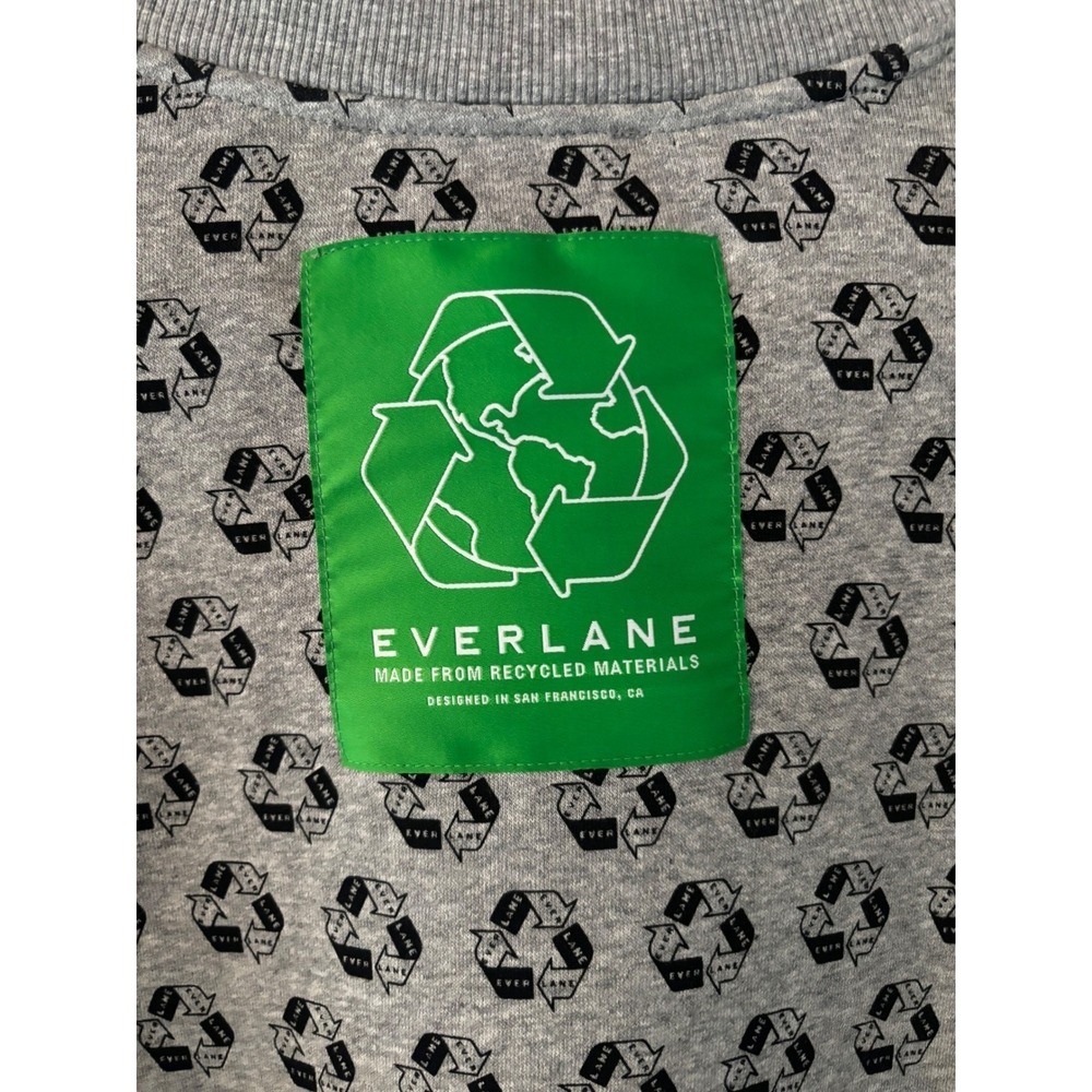 NWT $98 Everlane The ReTrack Oversized Crew Earth Day gray pullover sweatshirt S - Picture 6 of 8